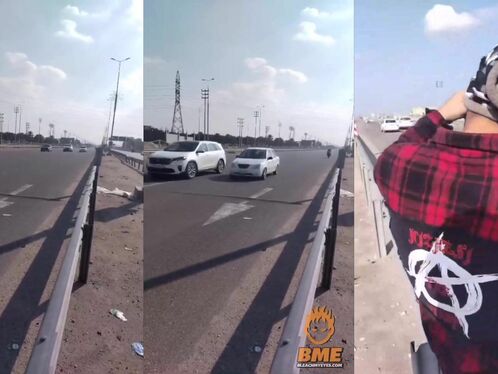 Man records high-speed road race on a median