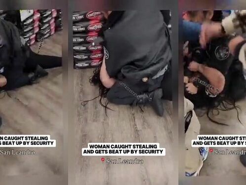 Woman caught stealing gets beaten by security