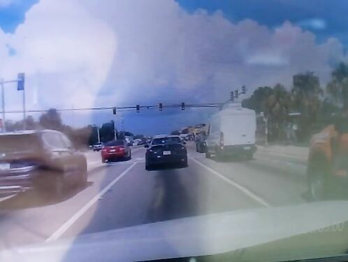 Orange truck causes massive traffic jam after u-turn