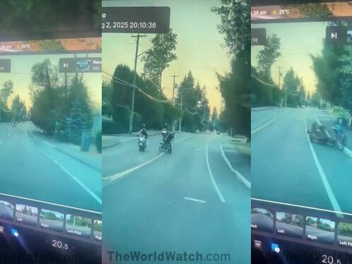 Motorcyclist shoves cyclist