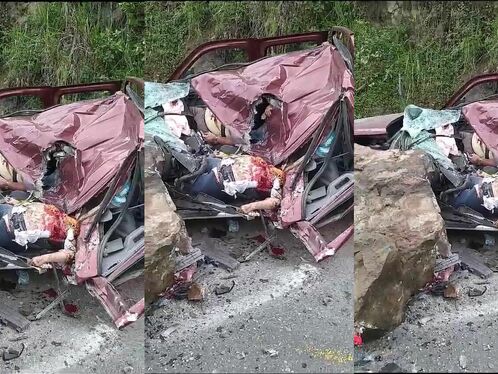 A terrible car crash leaves passengers bloodied and injured