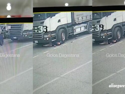 Truck nearly crushes woman's head