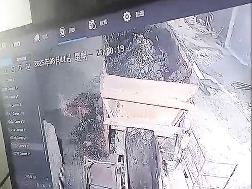 Person falls into a large pile of sawdust