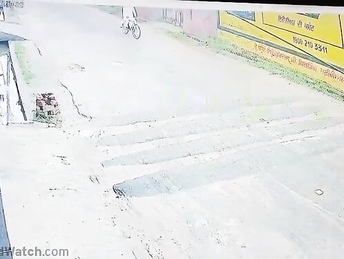 Man evades falling construction materials in dramatic footage