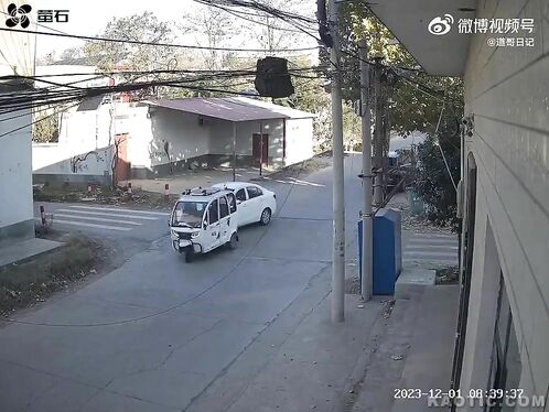 Rider blows through intersection and crashes into a car