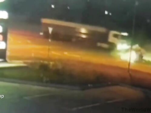 Man tries to run across the highway and gets hit by a car