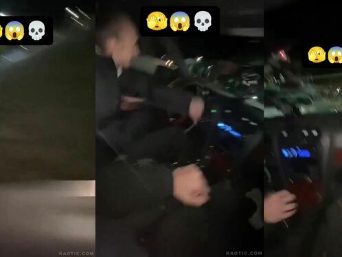 Man in car reacts to being pulled over and handing over a bag