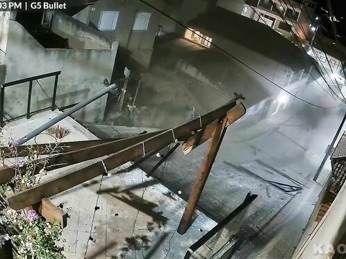 Floating kayak damages house during heavy flood