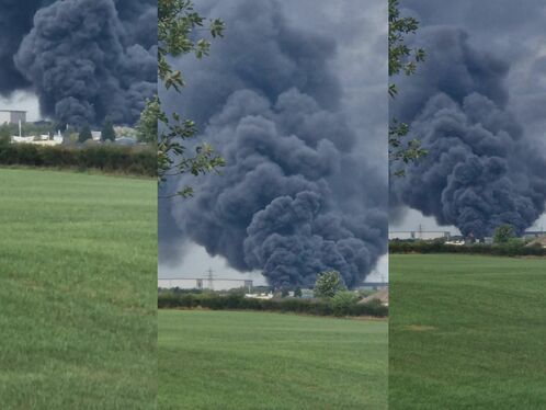 Large explosion causes massive black smoke cloud