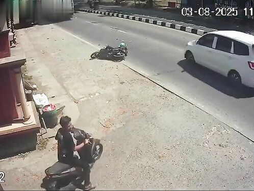 Rider crashes and gets hit by another car on the street