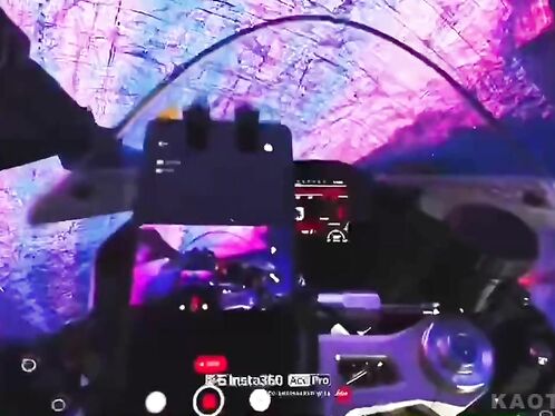 Rider takes a bike for a wild spin in a nightclub