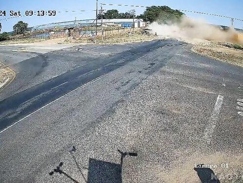 Car swerves to miss object, rolls over on highway