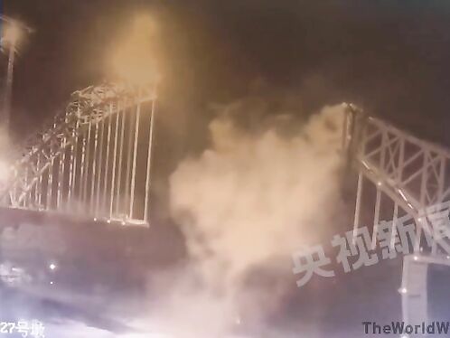 Bridge segment collapses into river during construction