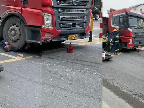 Man crushed under truck after motorcycle accident