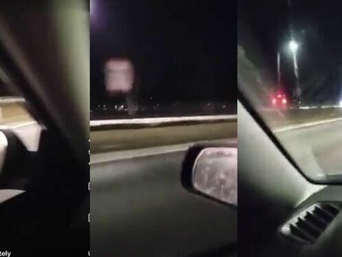 Car explosion caught on dashcam at night