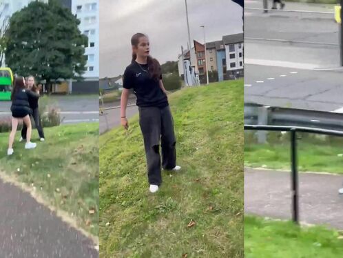 Man with axe and knife films girls in UK
