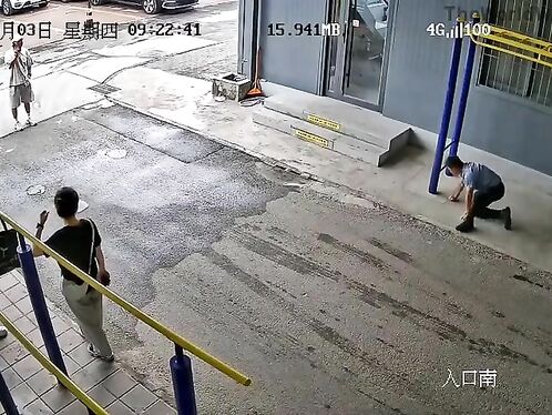 Man passes out while walking and gets scooped up
