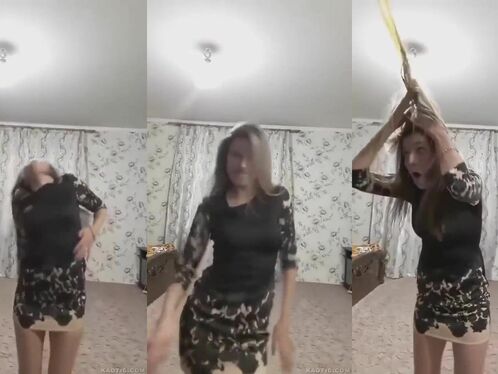 Girl swings hair around and gets hairbrush stuck in it