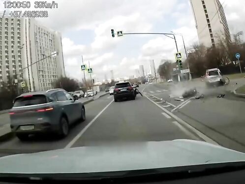 Motorcyclist completely obliterated on the highway