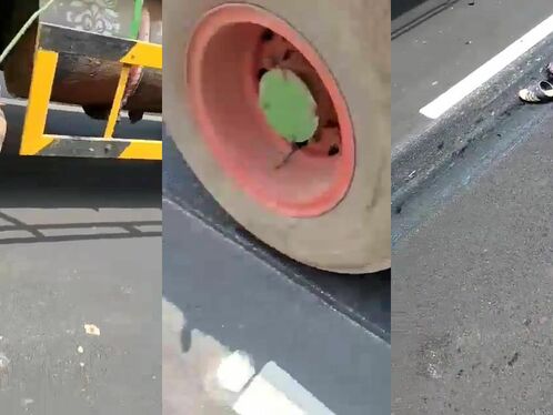 Woman's foot gets stuck in a track and is almost hit by a train