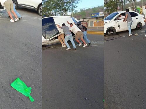 Motorcycle crashes into car on city street