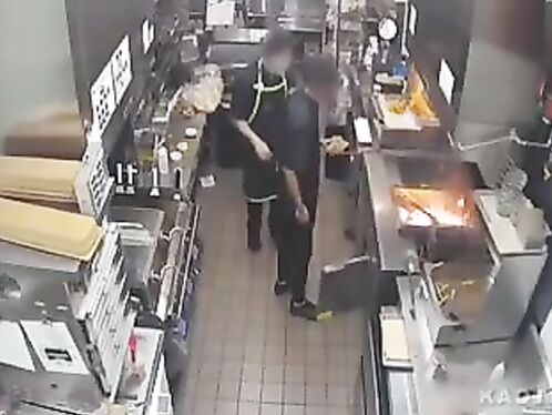 Worker accidentally starts kitchen fire and flees