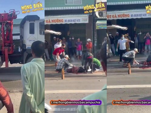 Motorbike rider crashes into a post and is thrown into the air