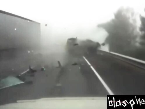 Driver crashes into water and emerges in chaos