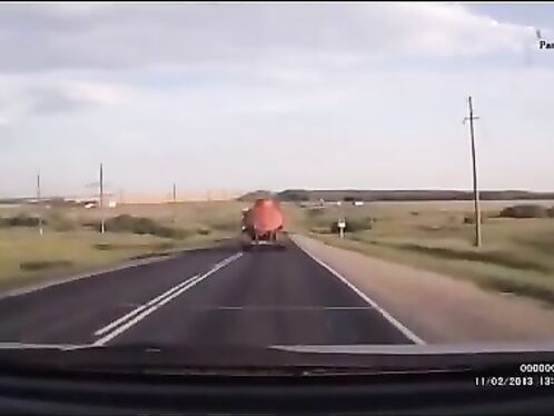 Two trucks collide causing a massive explosion