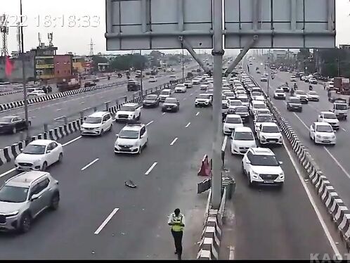 Traffic suddenly grinds to a halt on busy highway