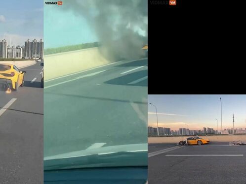 Ferrari bursts into flames