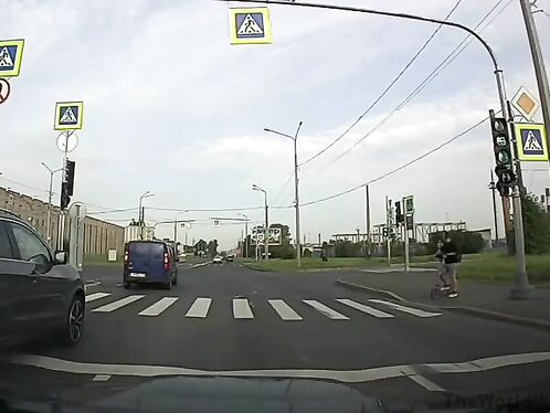 Man tries to cross street on skateboard and fails