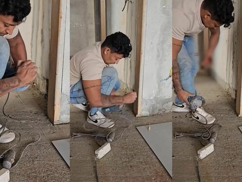 Man accidentally cuts through his pants with a grinder