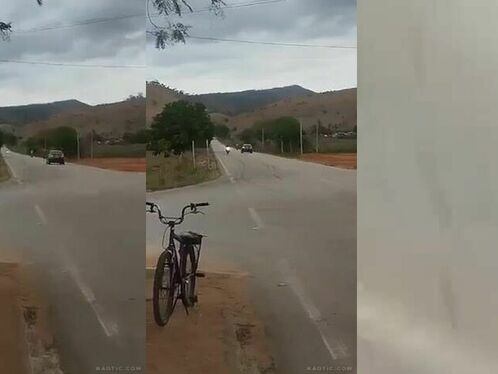Cyclist flies over handlebars and crashes on road