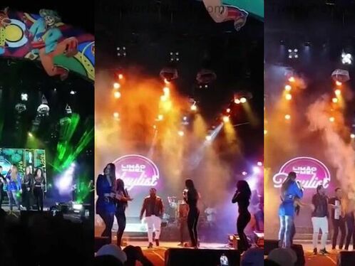 Singer's hair catches fire on stage