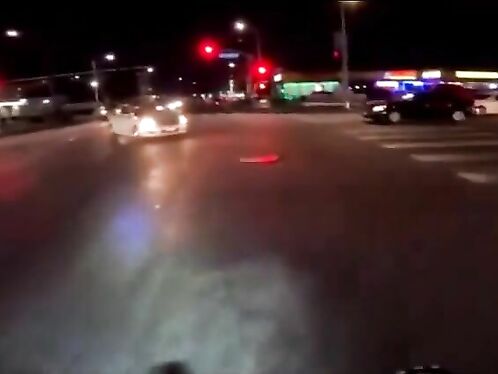 Man in police uniform gets hit by a car on the highway
