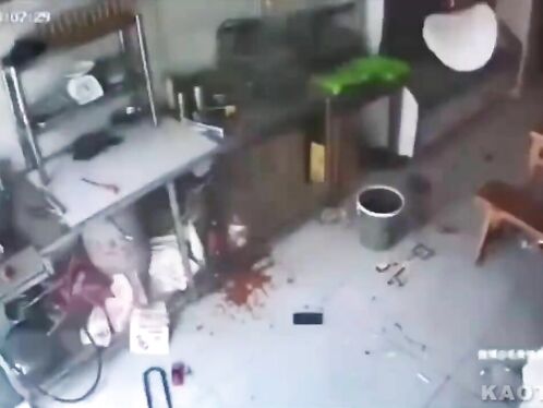 Kitchen brawl ends with a bloody mess and broken plates