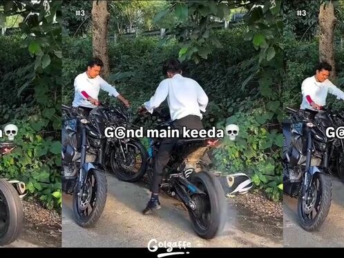 Dirt bike rider attempts wheelie and crashes badly