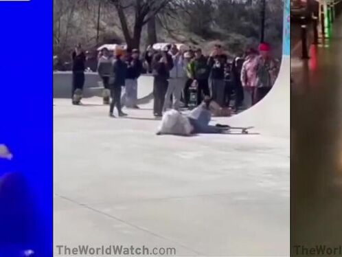 Man slides down staircase on his behind