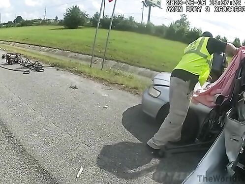 Truck hits disabled car on highway