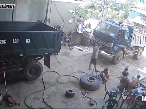 Worker knocked out after tire overfill