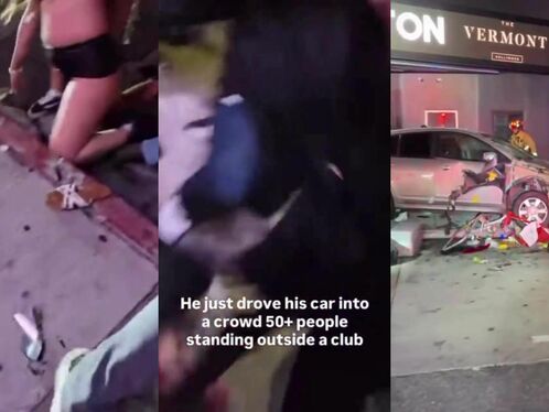 Driver plows his car into a crowd outside a nightclub