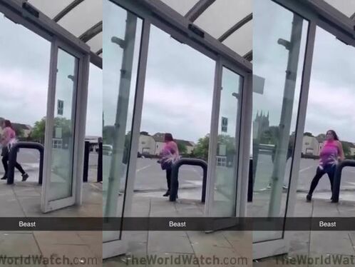 Woman has close call with sliding glass door