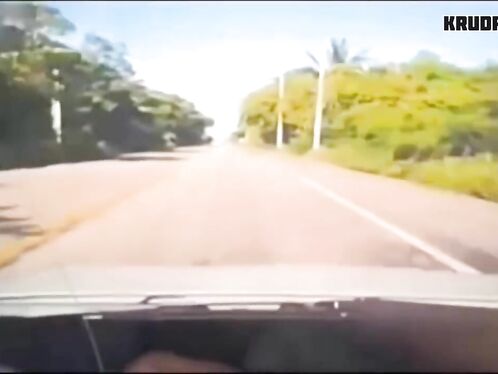 Car suddenly appears in front of oncoming traffic