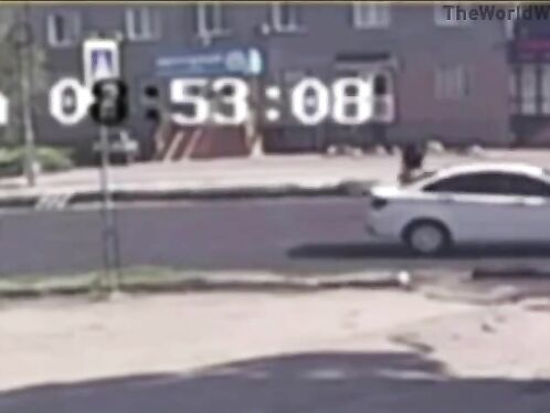 Girl hit by car in Russia