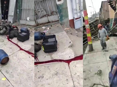 Man walks away from building collapse scene