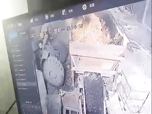 Person falls into construction pit at night