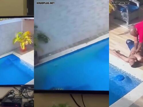 Man slips and falls off pool deck face-first