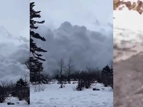 Ski lift riders get blasted by huge snow storm