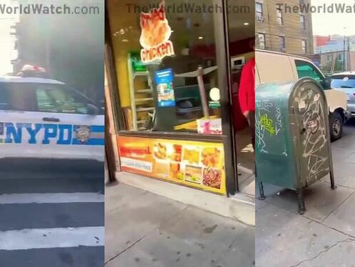 Police officers investigate suspicious object on the street